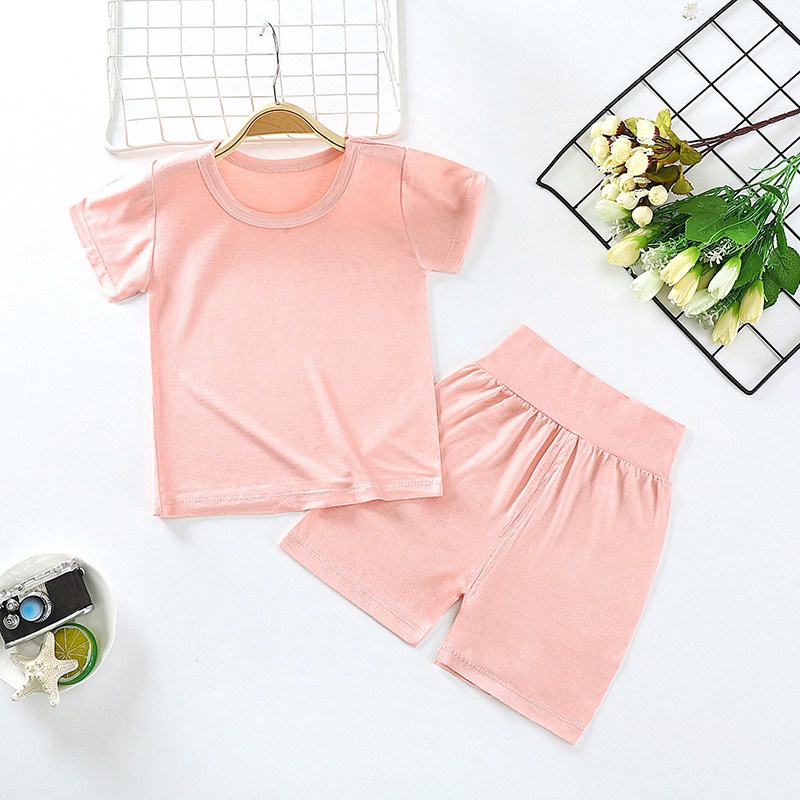 Bộ Đồ Ngủ Tay Ngắn Vải Cotton Lưng Cao Thời Trang Cho Bé