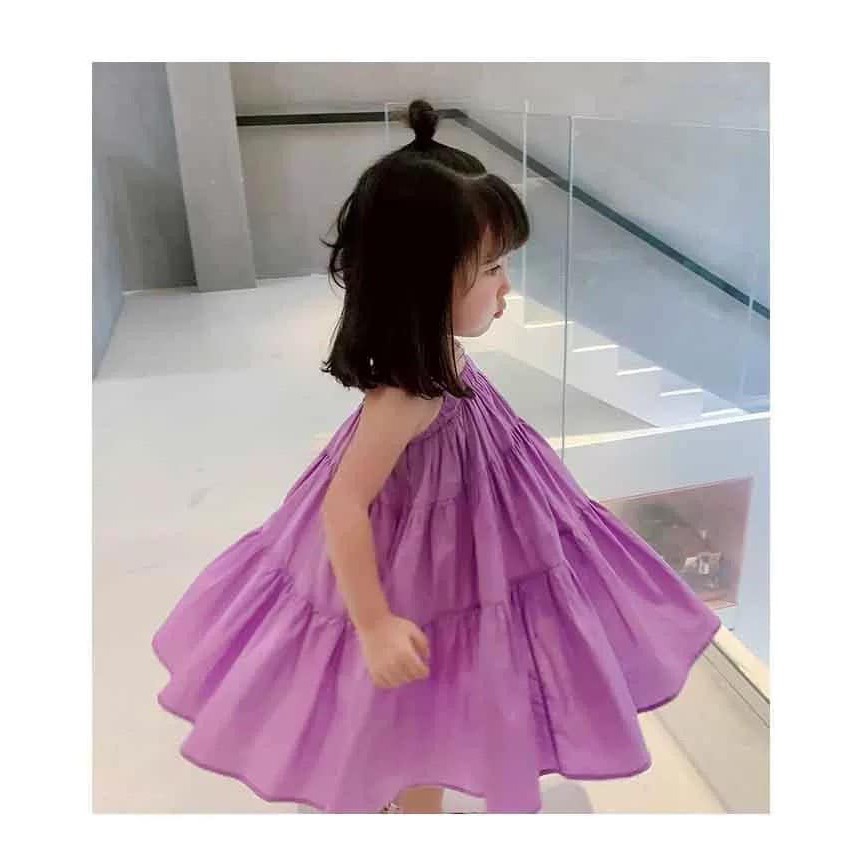 Váy đầm cho bé gái dáng baby doll 2 dây chất thô đũi tím điệu đà xinh xắn cho bé yêu JIMADO AA1828