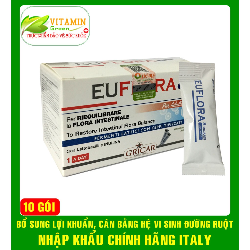 MEN VI SINH EUFLORA Sticks GIÚP GIẢM ĐẦY BỤNG, KHÓ TIÊU, RỐI LOẠN TIÊU HÓA | NHẬP KHẨU CHÍNH HÃNG ITALY