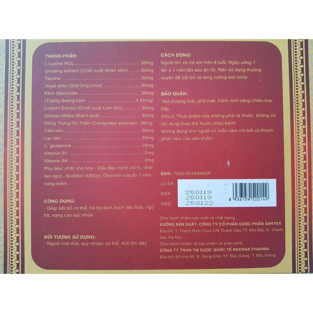 Nhân Sâm Đông Trùng - Bồi bổ cơ thể, ngủ tốt,  kích thích tiêu hóa nâng cao sức khỏe