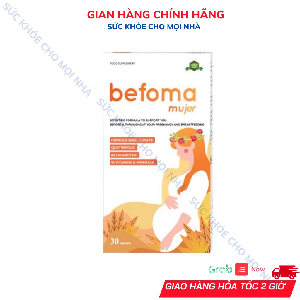 Sắt, acid folic và vitamin khoáng chất cho mẹ bầu Befoma  mujer hộp 30 viên