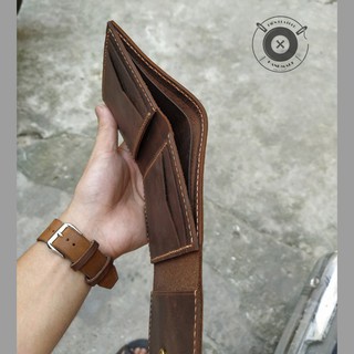 [Ví Da BÒ Thật 100%] VÍ DA NAM HANDMADE ,Ví bì thư Vintage, ví nam làm quà tặng, FULL HỘP