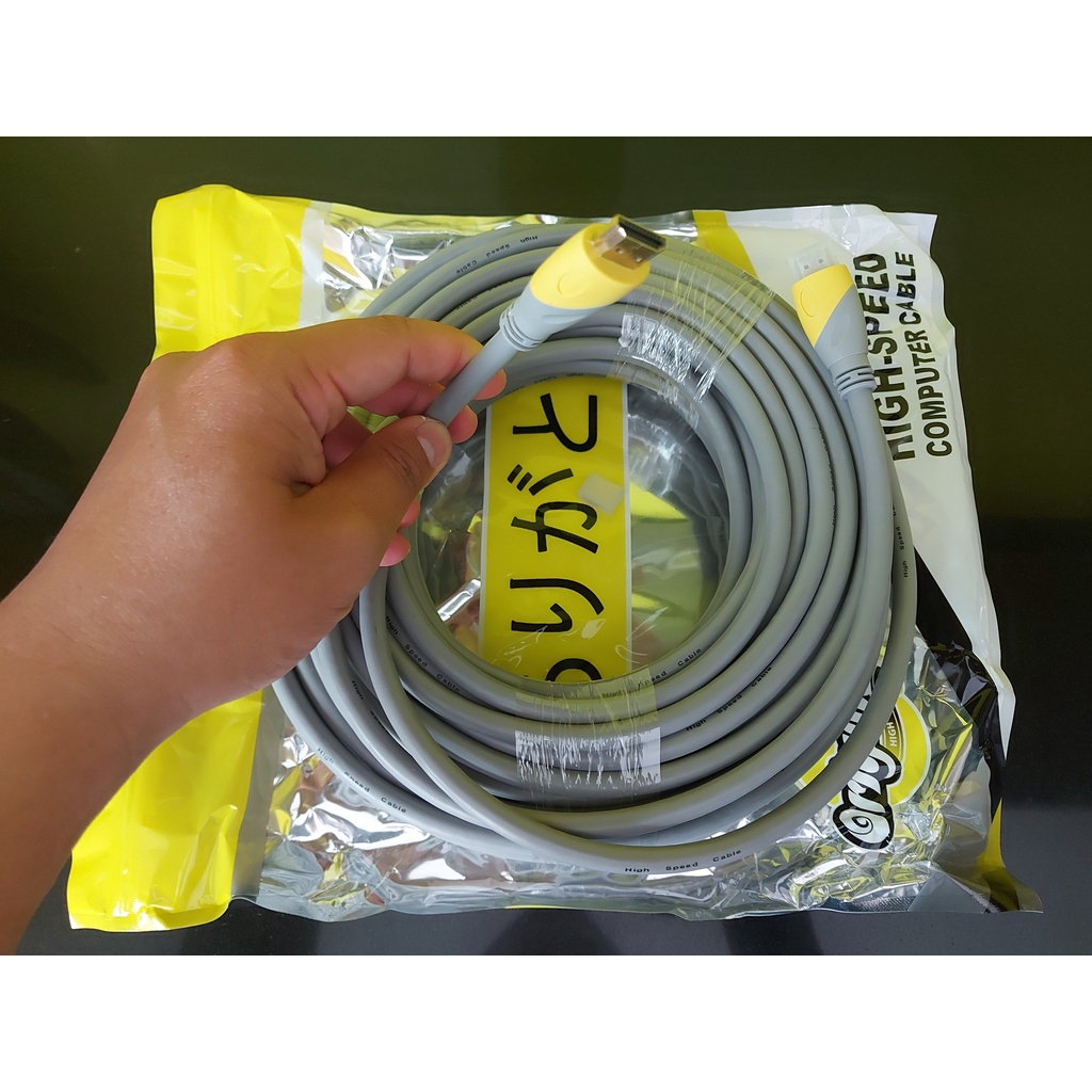 Cáp HDMI ARIGATO 10m 15m 20m lõi đồng HDTV 4K*2K  - Dây HDMI To HDMI tròn chuẩn FULL HD 1080p Xám