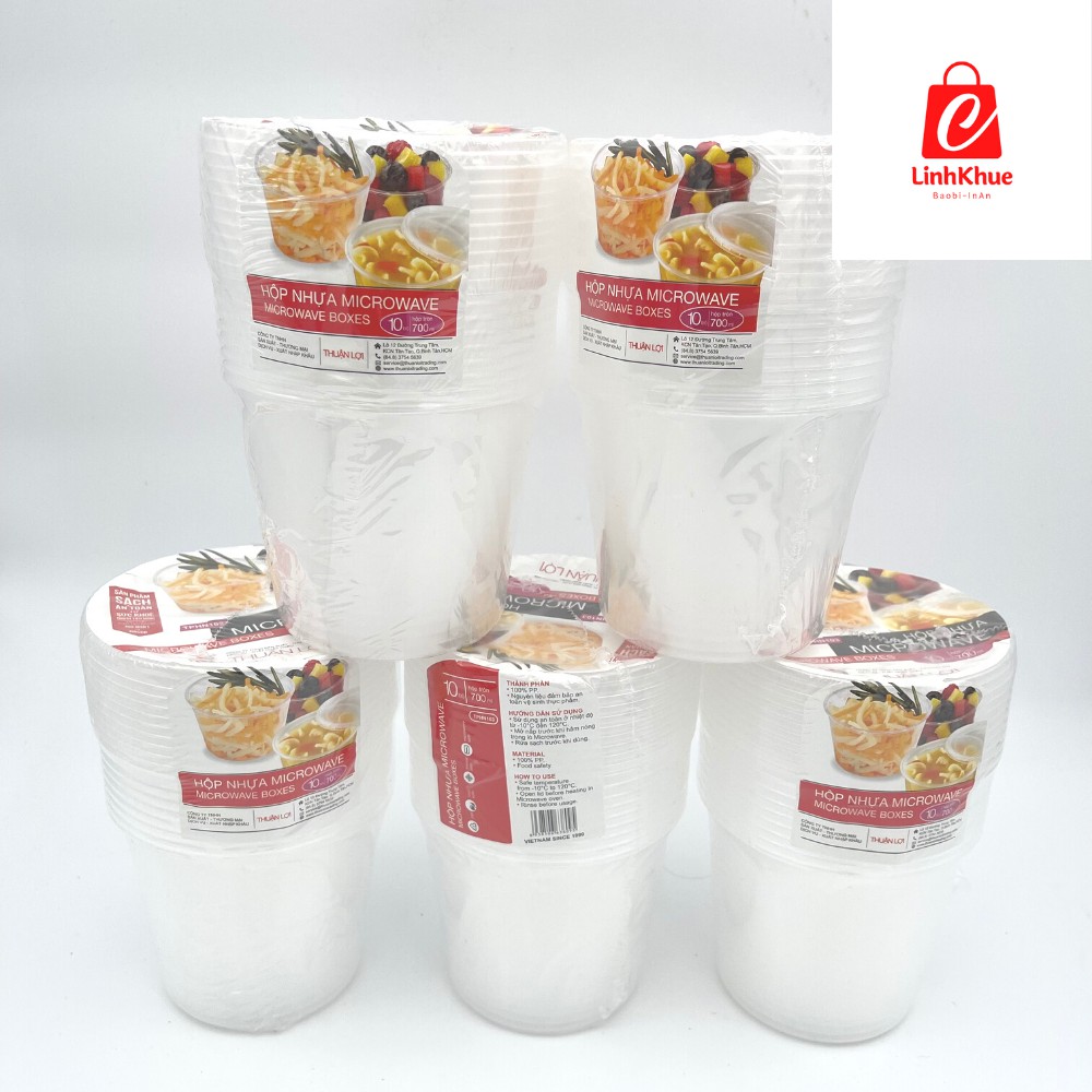 Hộp nhựa tròn 700ml kèm nắp - Hộp Microwave - Sp0009 - Hộp đựng thức ăn - Đồ dùng 1 lần