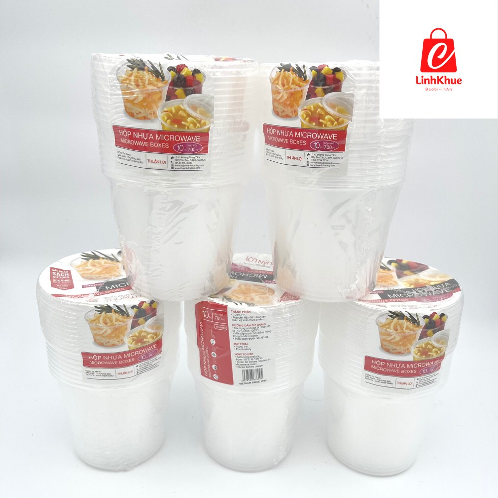 Hộp nhựa tròn 700ml kèm nắp + Hộp Microwave+ Hàng Thuận Lợi/Hàng Việt Nam - Sp0009+ Hộp đựng thức ăn+ Đồ dùng 1 lần