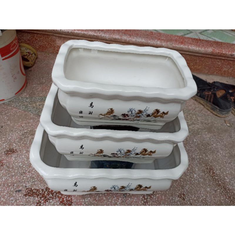 Chậu chữ nhật mã đáo thành công Bát tràng