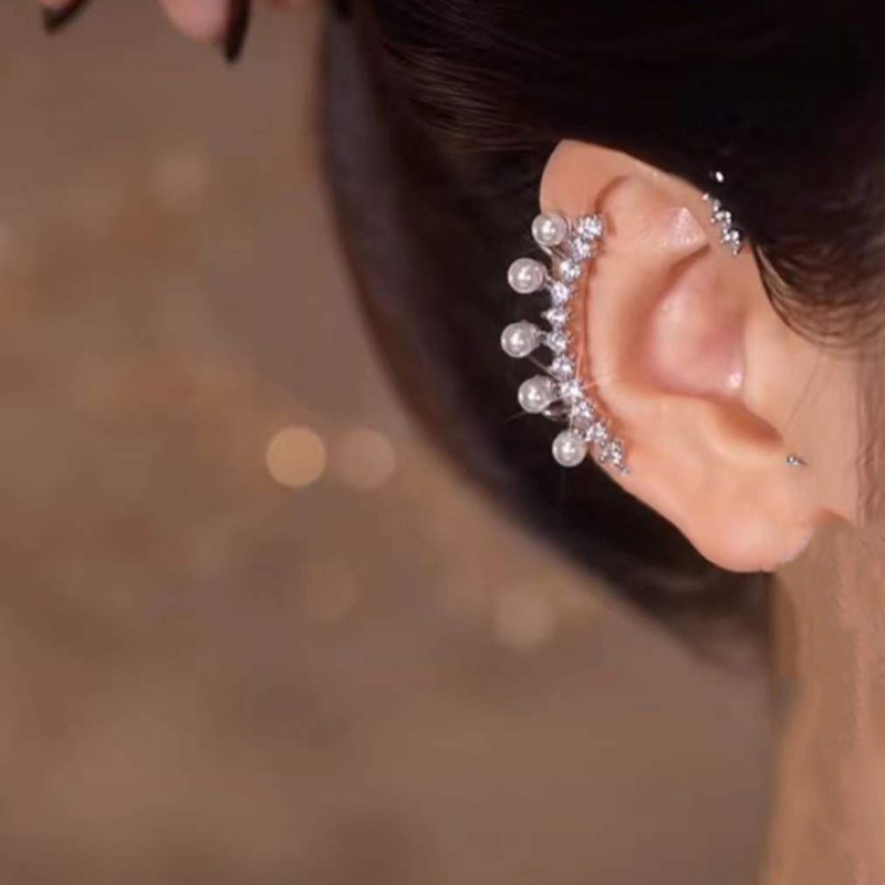 Khuyên Vành Tai Đính Ngọc Trai Giả Phong Cách Boho Dành Cho Leo Núi / Sụn Tai