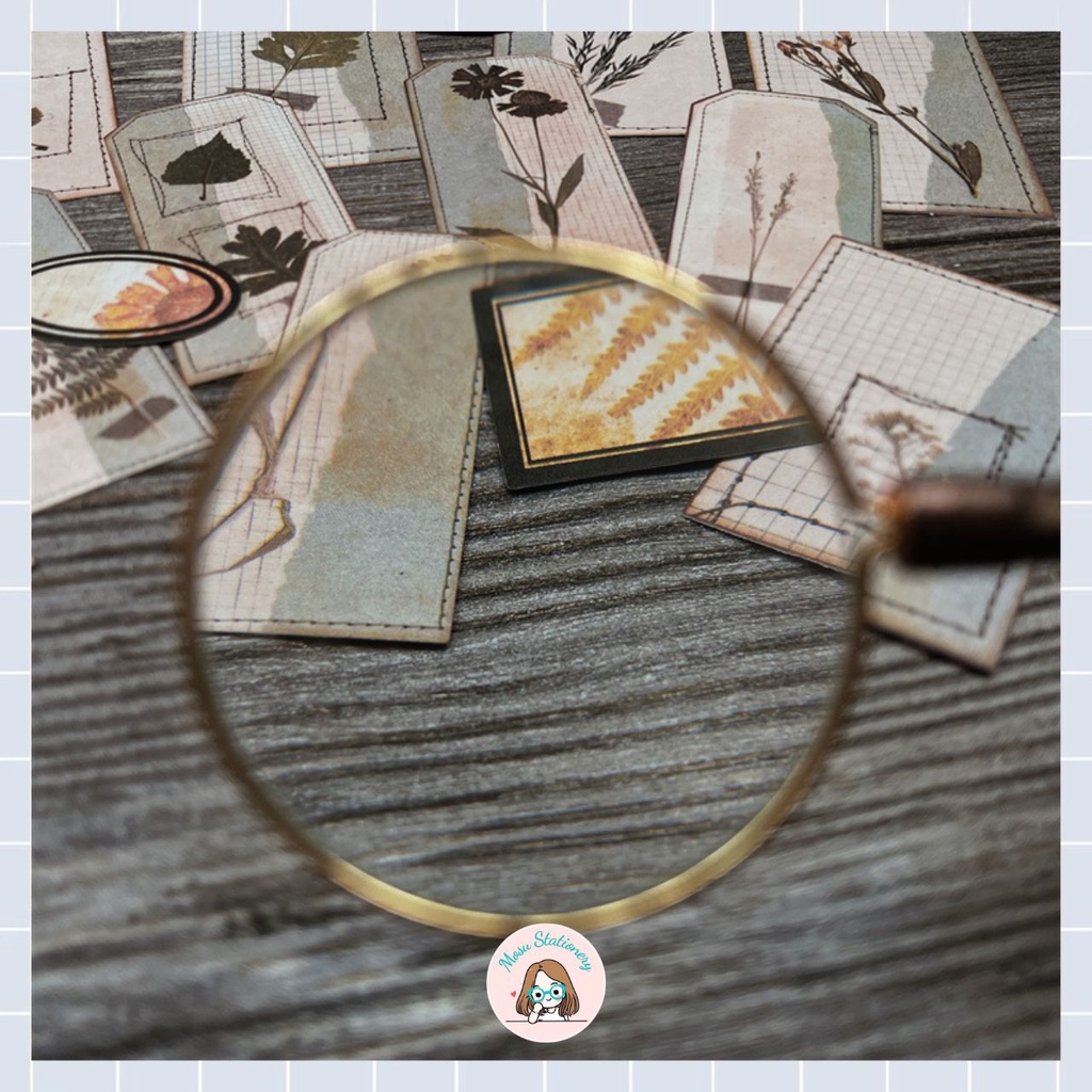 Sticker thẻ tag giả khâu viền hình thực vật cổ điển