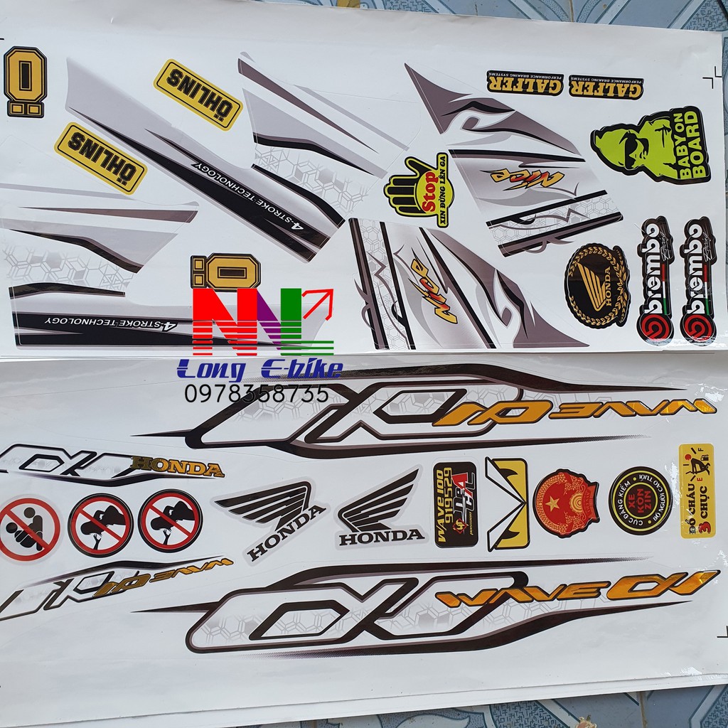 tem wave A 100 và 50cc ghép crom nhiều màu