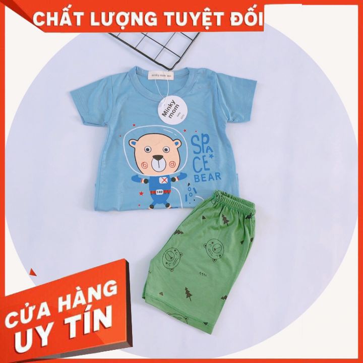 Bộ Cộc Tay  Thun Lạnh Minky Mom Nhiều Hình Ngộ Nghĩnh Cho Bé Trai Có 5 Màu