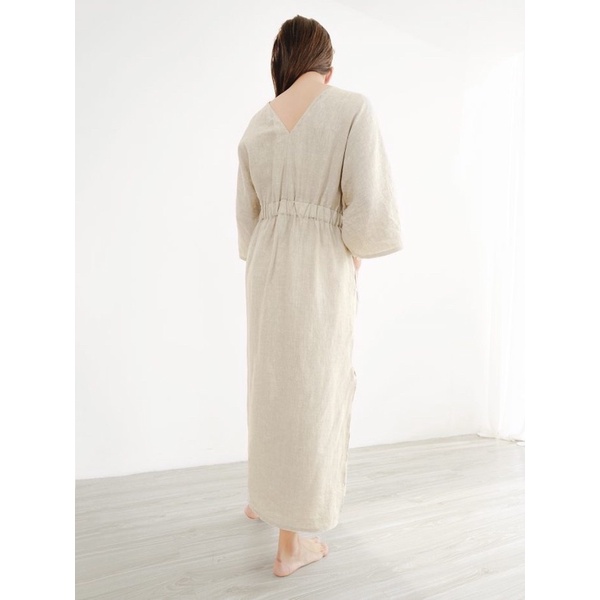 Đầm linen tưng tay dài thắt eo khách đặt riêng