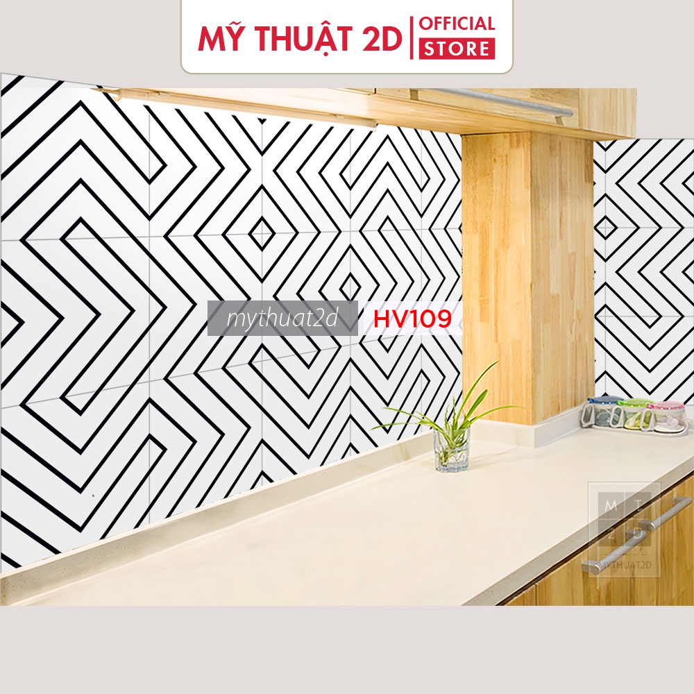 Set 3 mét dài decal gạch bông đen trắng Silver_kt 300x60cm