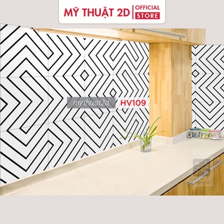Set 3 mét dài decal gạch bông đen trắng Silver_kt 300x60cm