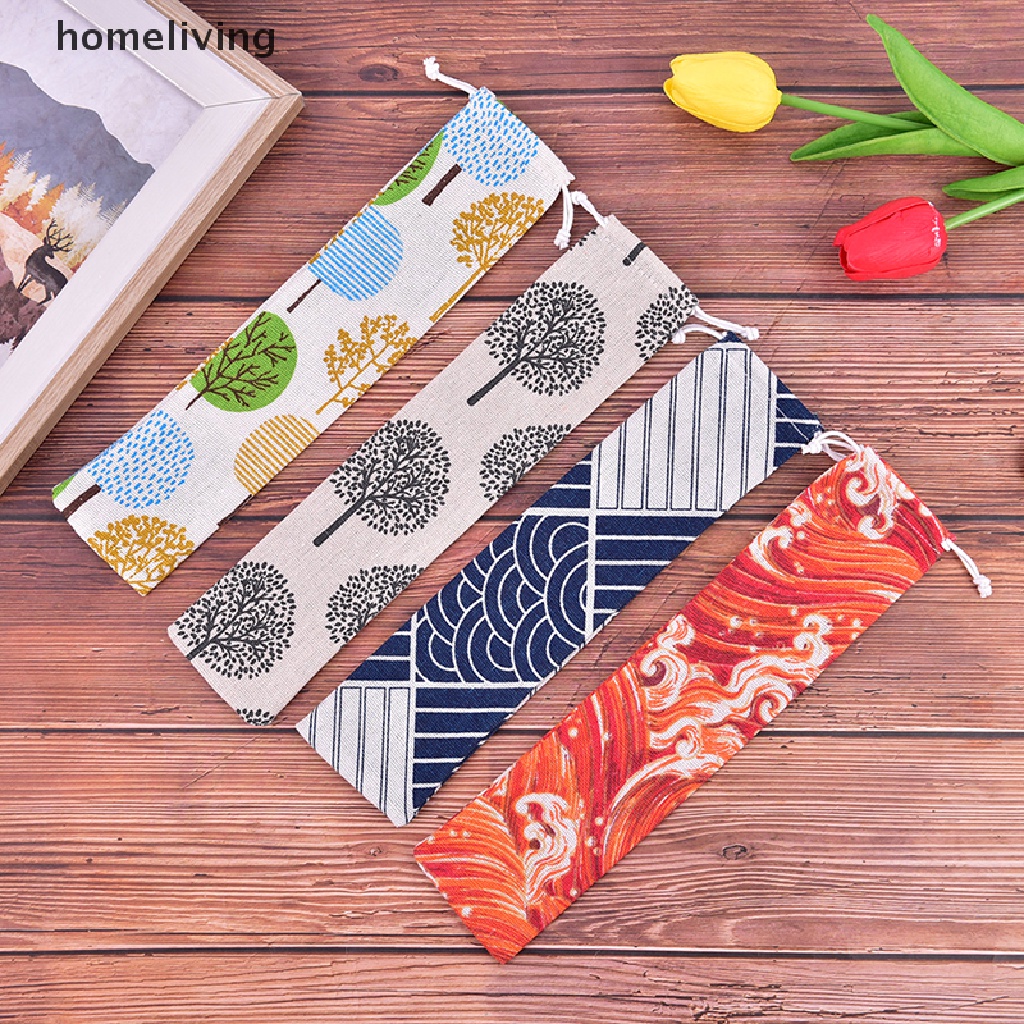 Túi Dây Rút Đựng Muỗng Đũa Bằng Vải Lanh Cotton Tiện Dụng