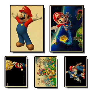 Áp Phích Dán Tường In Hình Game SUPER Mario Kiểu Cổ Điển