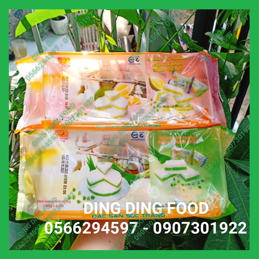 Bánh In Đậu Xanh Sầu Riêng 400g [4 BÁNH] Tân Huê Viên| Bánh In Nhân Dứa| Bánh In Sóc Trăng| Ăn Chay - DING DING FOOD