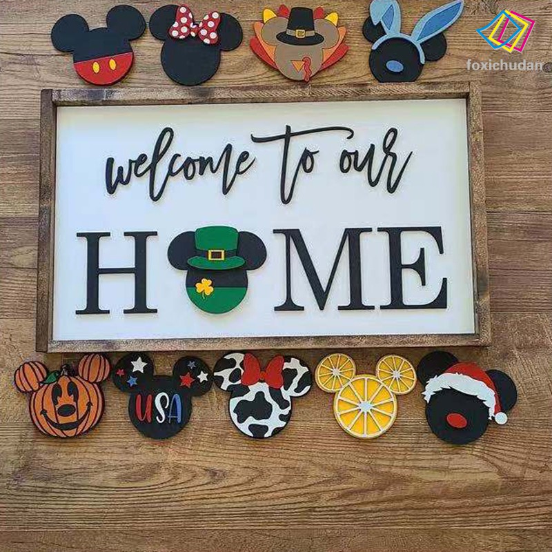 Welcome Door Sign Interchangeable Seasonal Home Sign Rustic Farmhouse Decor Front Door Decor For Home