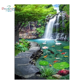 Tranh Đính Đá Tự Làm Hình Phong Cảnh Thác Nước Và Thác Nước