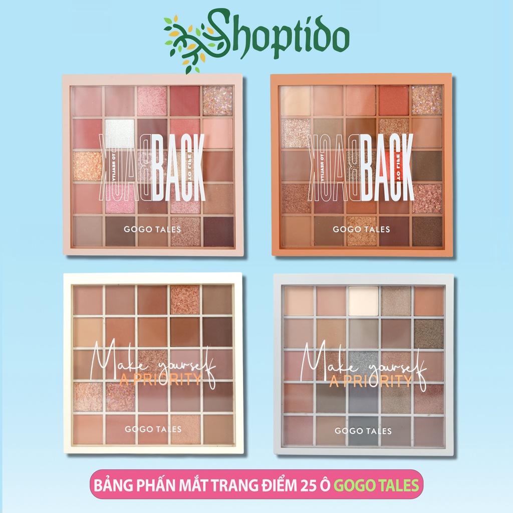 Bảng phấn mắt trang điểm Gogo Tales 25 ô chống thấm nước lâu trôi 29.5 g NPP Shoptido