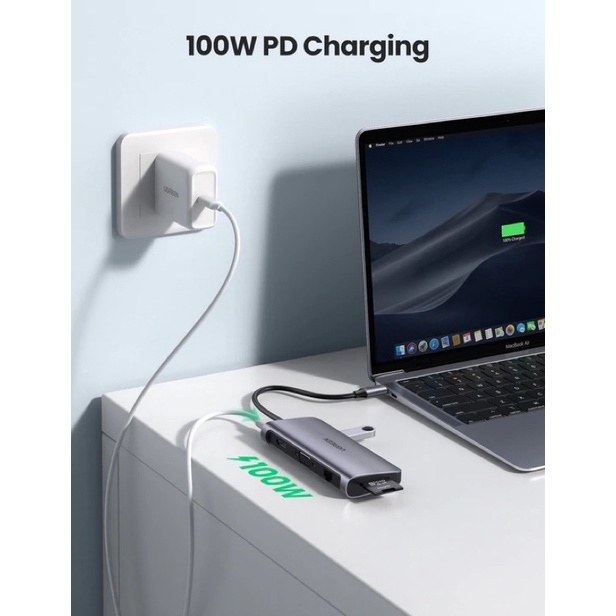 Cáp Chuyển Hub Ugreen  9 in 1 USB Type C Sang  3xUSB 3.0 + HDMI + RJ45+ VGA + SD,TF Ugreen 40873 Chính Hãng Việt Nam