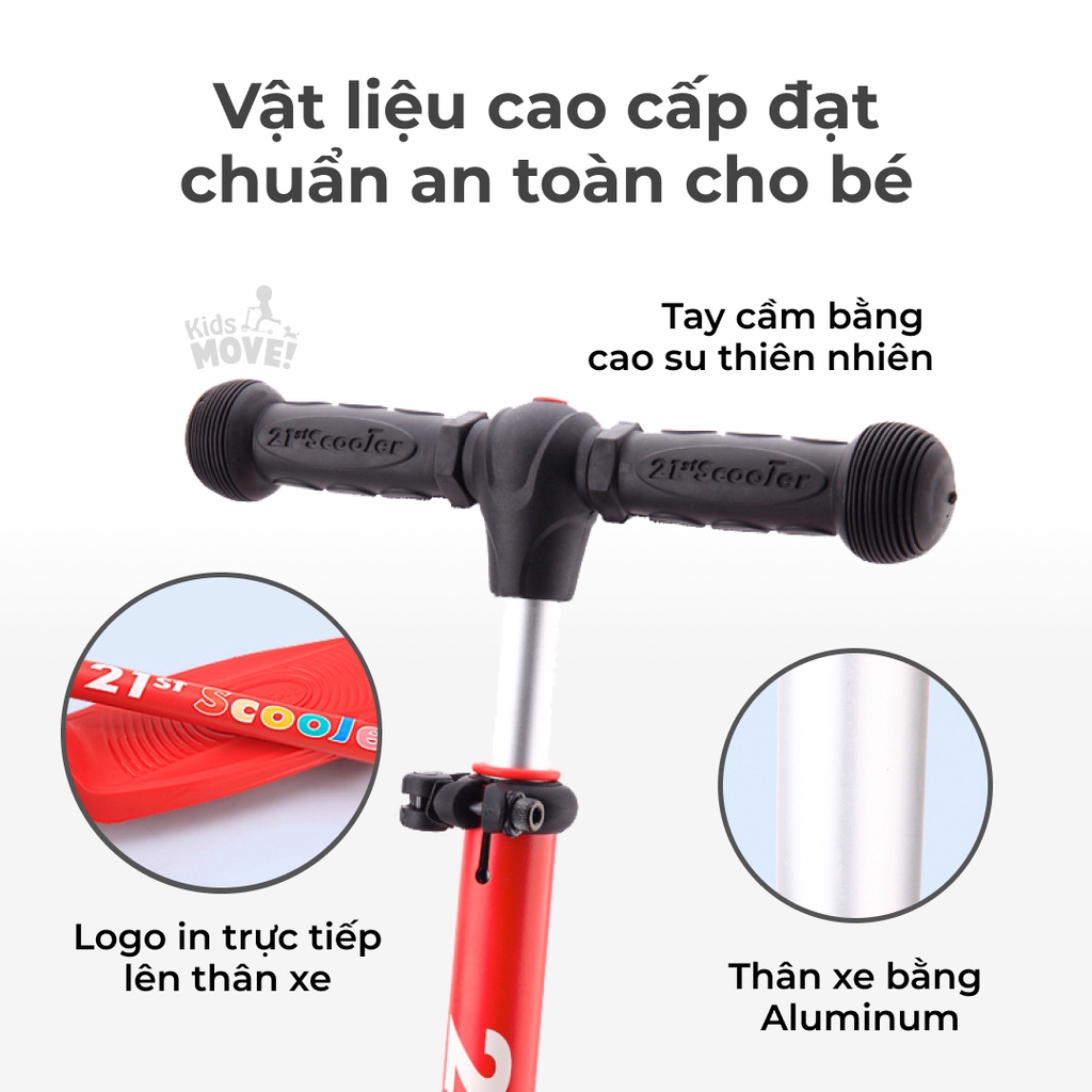 Xe scooter cho bé có đèn LED thương hiệu 21st CANDY sử dụng cho bé 3 đến 12 tuổi chính hãng cao cấp nhiều màu sắc