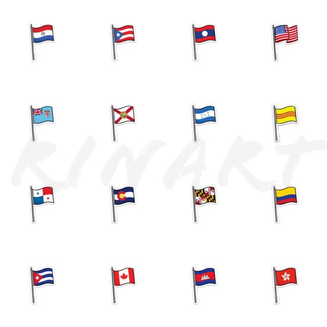 (Sticker 1K) Set 50 sticker lá cờ nhiều nước version 2 dán trang trí