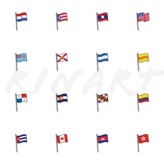 Set 50 sticker lá cờ nhiều nước version 2 dán trang trí