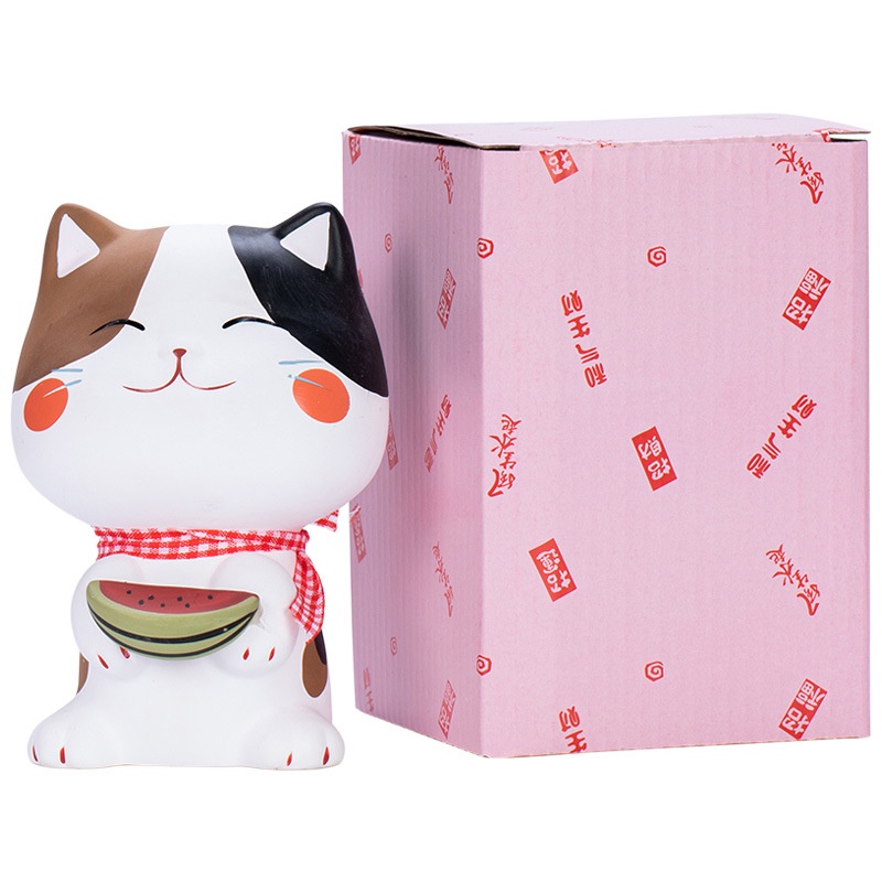 Chú Mèo May Mắn Bằng Gốm Sứ Trang Trí Nhà Cửa Phong Cách Nhật Bản