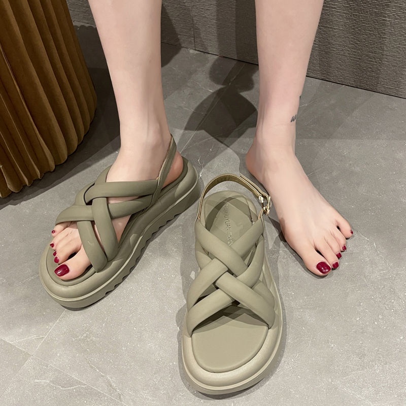 Giày Sandal Đế Dày Quai Chéo Thời Trang Đi Biển Phong Cách Mới