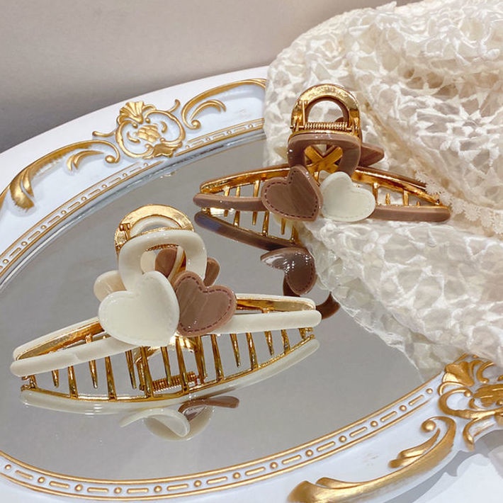 Kẹp Tóc Hình Trái Tim Màu Trà Sữa Dễ Thương Dành Cho Nữ