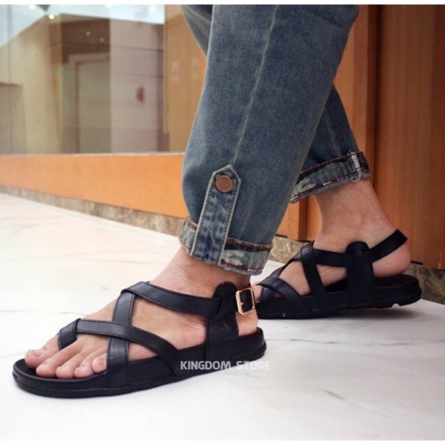 dép sandal nam quai da đế 2 lớp (free ship)