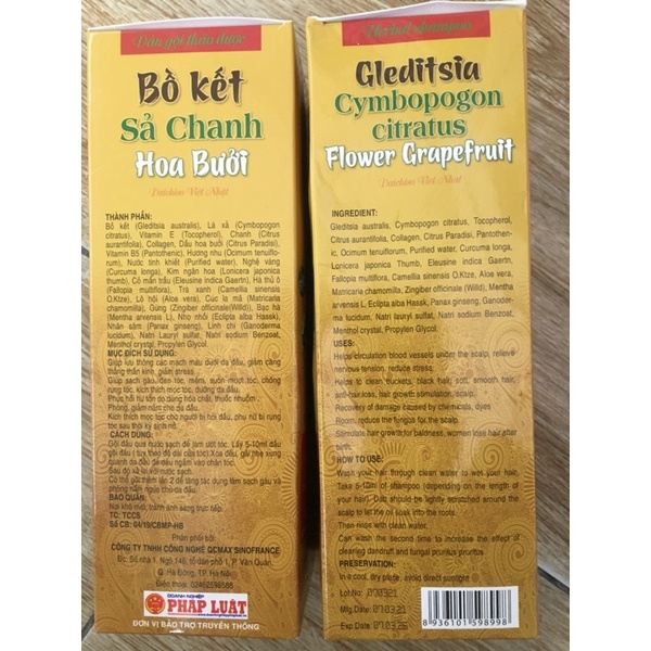 Dầu gội bồ kết sả chanh hoa bưởi, Dầu gội đầu kết, làm mọc tóc giúp mái tóc đen mượt mà, chắc khỏe