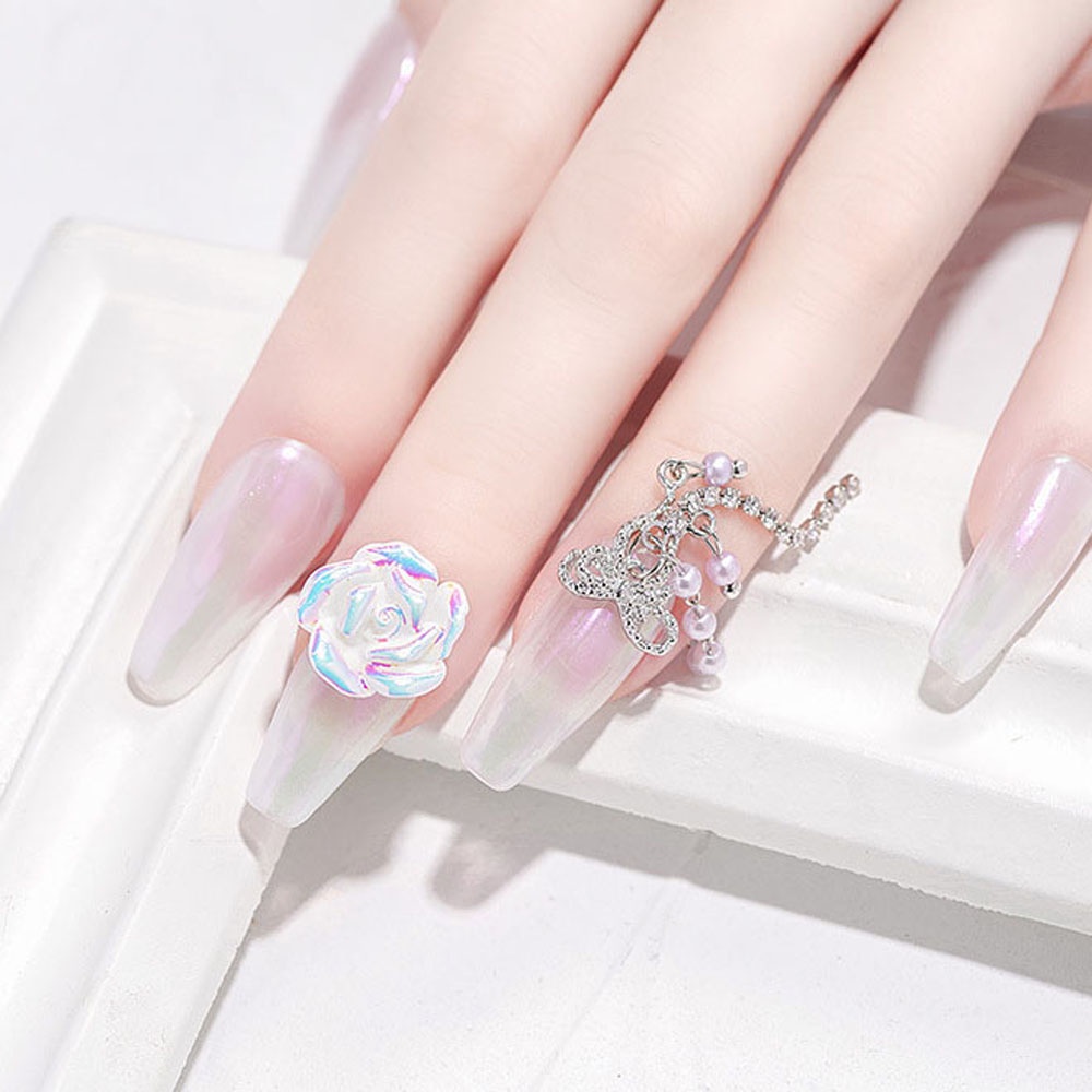 Phụ Kiện Trang Trí Móng Tay Hình Hoa Hồng 3D Bằng Nhựa Resin Màu Sắc Ngọt Ngào Diy