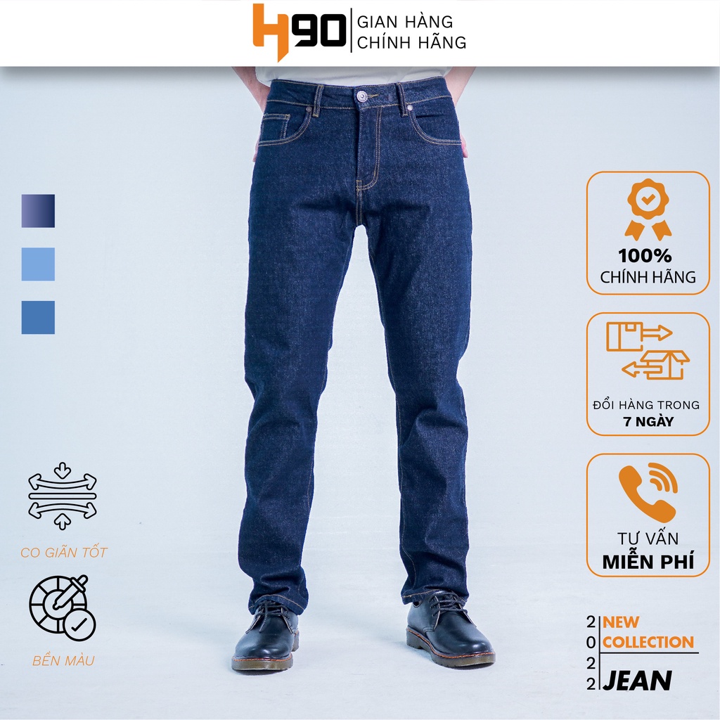 Quần Jean Nam Ống Đứng H90 Dáng Regular Form Rộng Rãi Thoải Mái Chất Bò Co Giãn HTRJ012 - Hàng mới về