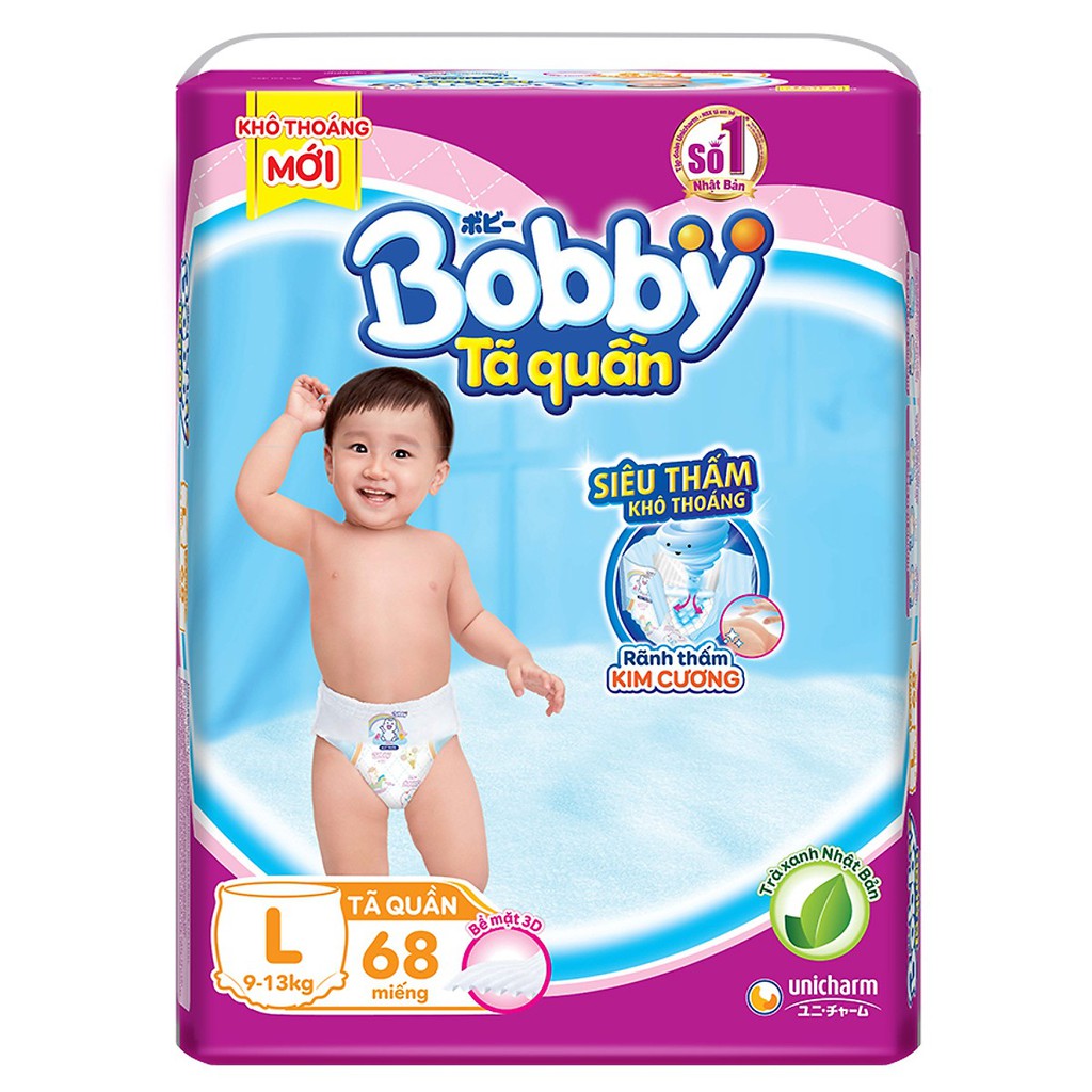 Tã Quần Bobby Ultra Jumbo Siêu Siêu Lớn Rãnh Kim Cương Mới M74/L68/XL62