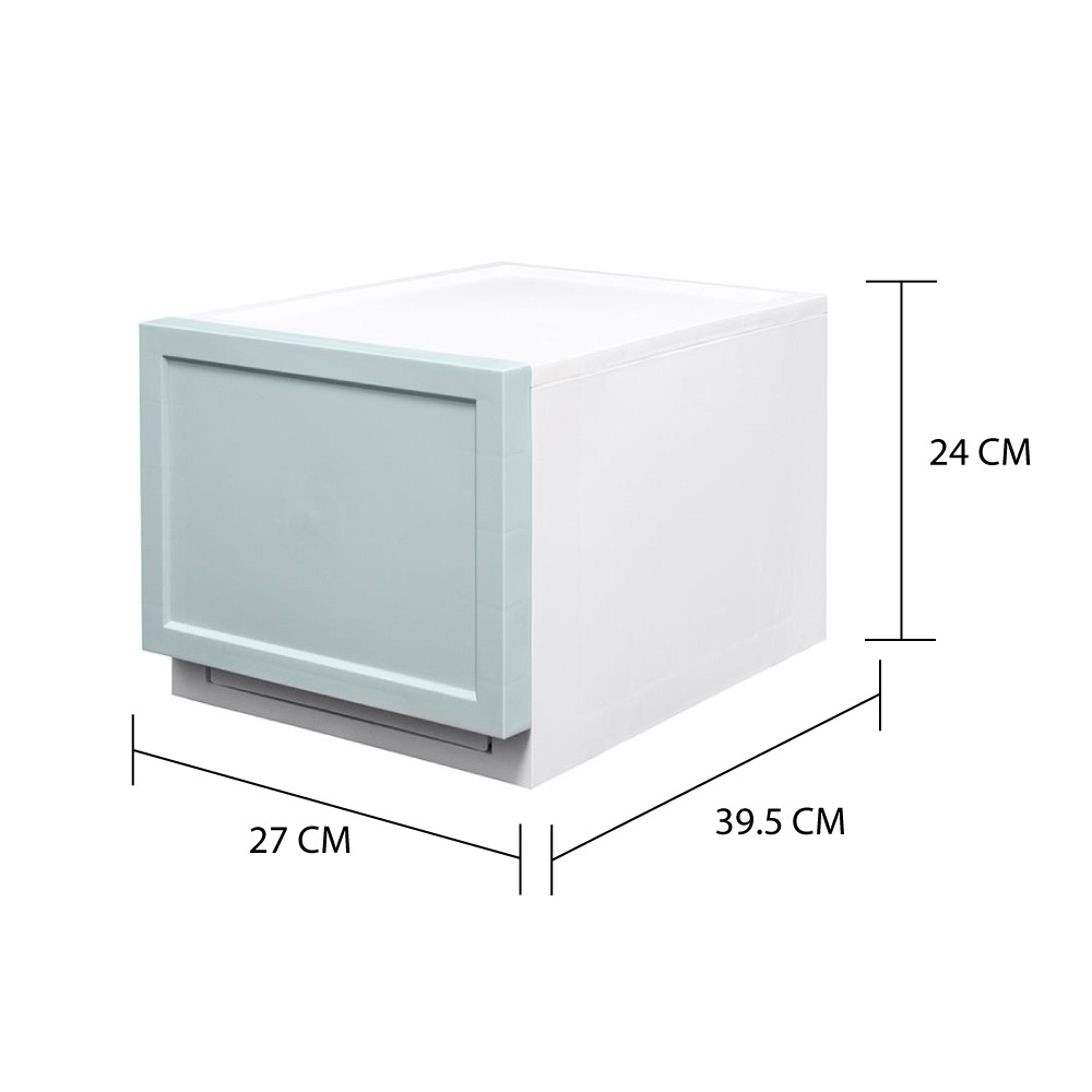 HomeBase STACKO Hộp nhựa đa năng ECO dạng ngăn kéo có thể xếp chồng Thái Lan W28.5xH25xD40.5 màu xanh lá Pastel
