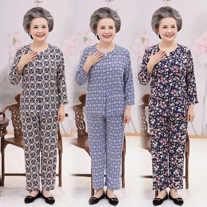 Bộ đồ bà già cotton lụa, áo bà ba xuân hè