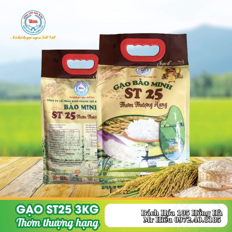 [HỎA TỐC] Gạo ST25 thượng hạng Bảo Minh 3kg
