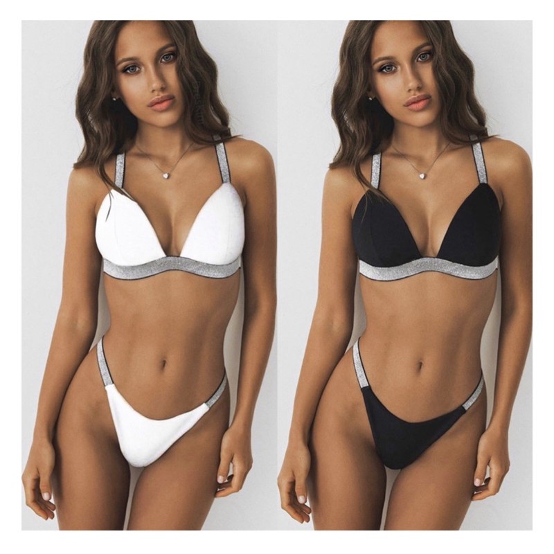 [BKN250] &lt;ÂU&gt; SET BIKINI TRẮNG CUPSO VIỀN NHŨ