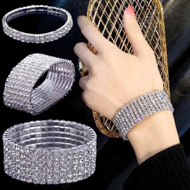 Vòng Tay Nhiều Lớp Đính Đá Pha Lê Lấp Lánh Sang Trọng Dành Cho Nữ