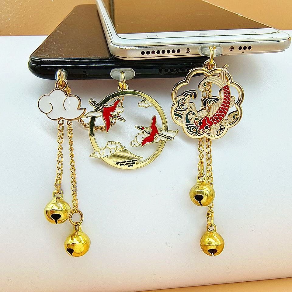 Nút Chống Bụi Cắm Cổng Sạc Điện Thoại Di Động Phong Cách Trung Hoa Hình Cá Koi / Hươu / Hươu Chống Bụi