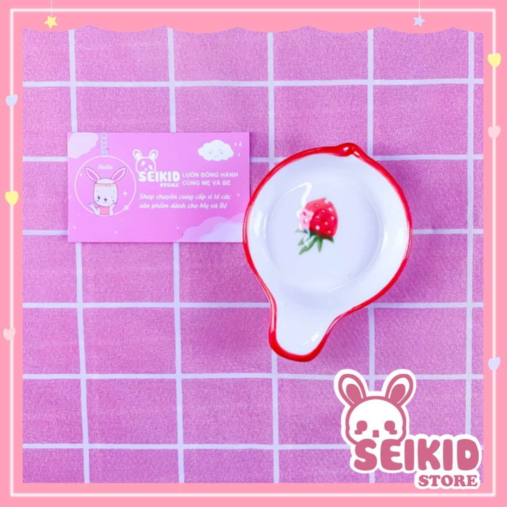 Đĩa sứ ăn dặm cao cấp mini cho bé hình chảo họa tiết đủ màu Seikid Store X10