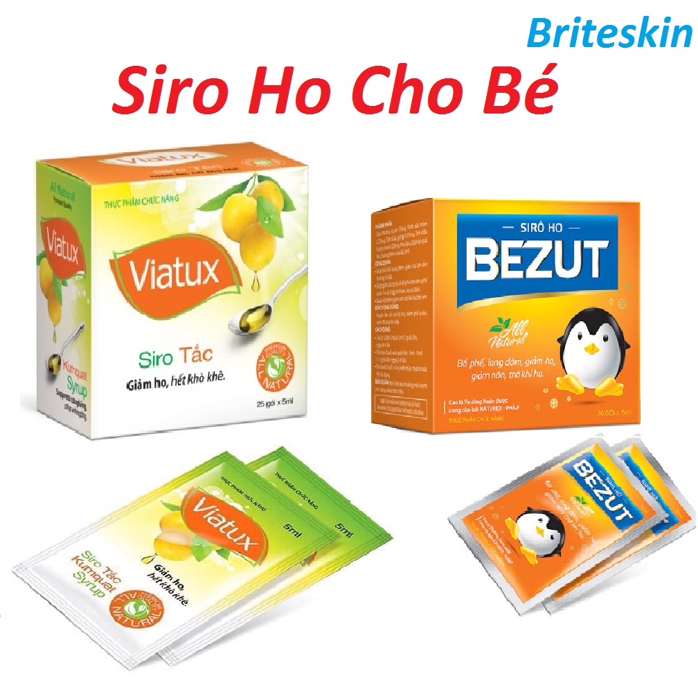 Siro Tắc Viatux (Hộp 25 Gói) Và Hobezut (Hộp 20 Gói) Giúp Giảm Ho Hết Khò Khè