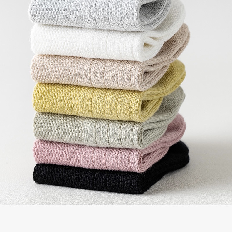 Tất vớ nữ cổ thấp trơn cotton mỏng thoáng khí nhiều màu