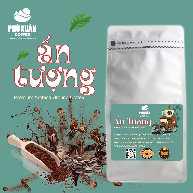 500gr Cà Phê Ấn Tượng Phú Xuân Coffee - Cafe bột cao cấp rang tẩm bơ dùng pha phin