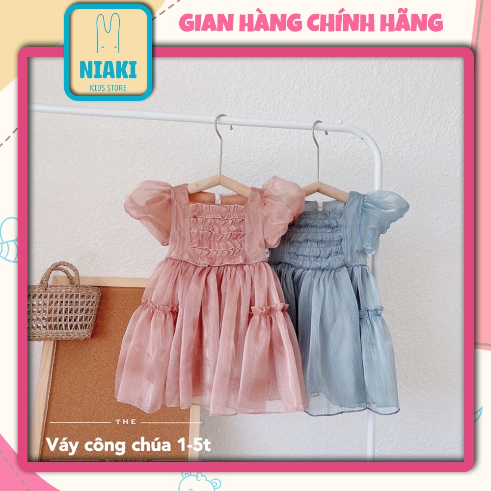 Váy Công Chúa Cổ Vuông Nhún Viền Bèo Tầng Ngực Điệu Đà NIAKI - TT01