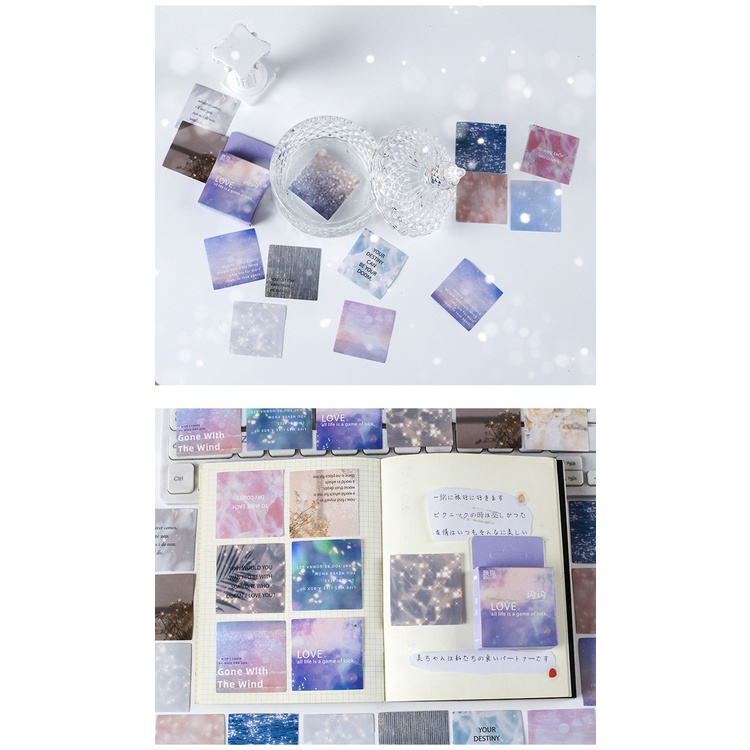 Sticker hộp 46 miếng dán chủ đề Lấp Lánh - Hộp nhãn dán trang trí sổ tay bullet journal - M465