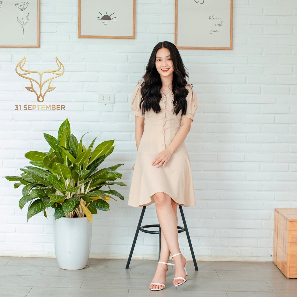 Váy đũi cổ chữ V dáng xòe phối cúc siêu xinh 31 SEPTEMBER S008 | BigBuy360 - bigbuy360.vn