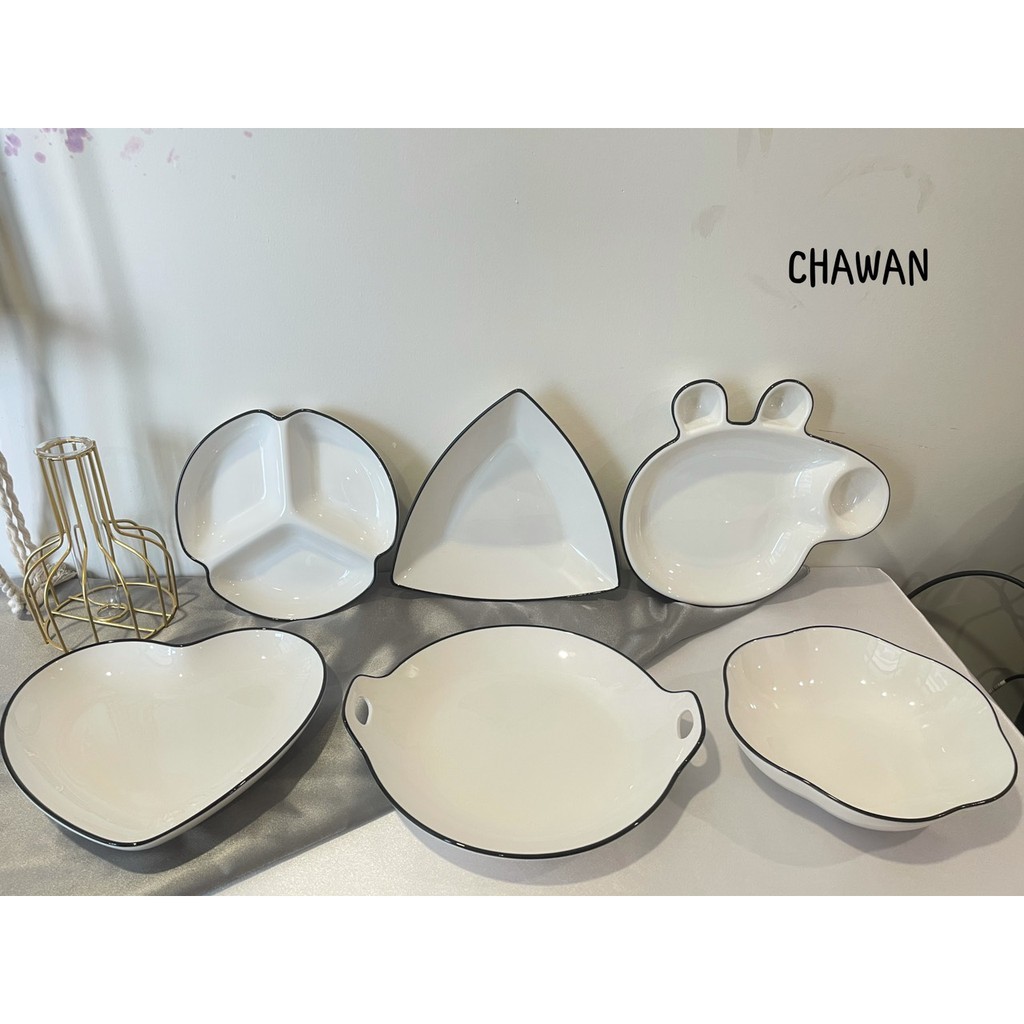 BÁT ĂN CƠM BÁT SỨ TỐI GIẢN TRẮNG VIỀN ĐEN (BÁN LẺ MÓN)- S4