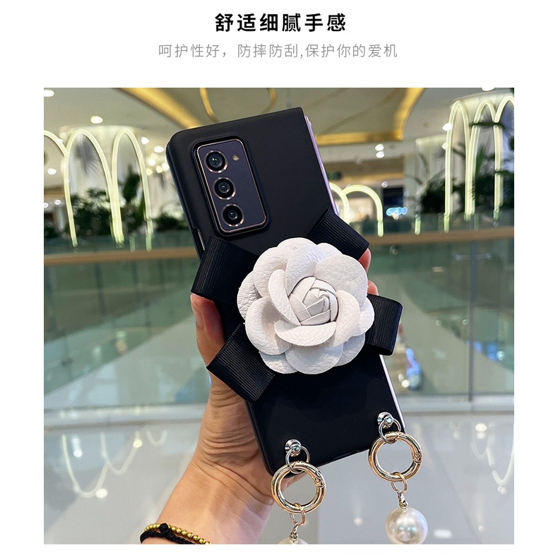 Bao Da Điện Thoại Họa Tiết Hoa Trà Thời Trang Cho samsung galaxy z fold 5 4 2 3 5g Ốp